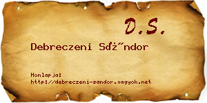 Debreczeni Sándor névjegykártya