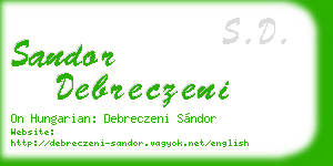 sandor debreczeni business card